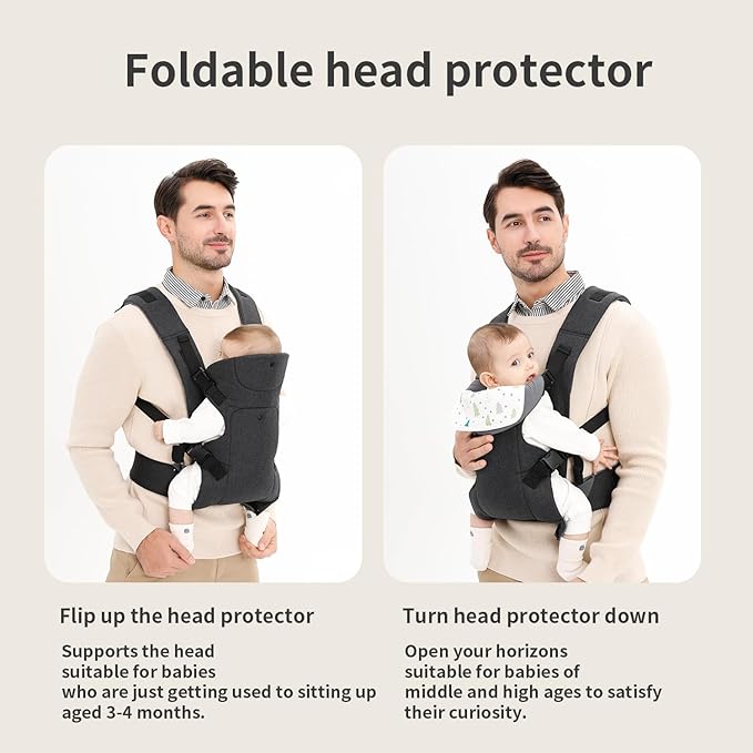 Baby Sling Carrier,4-in-1 Ergonomic Baby Backpack Front Carrier,Newborn to Toddler Wrap Lightweight Adjustable Baby Sling,Black