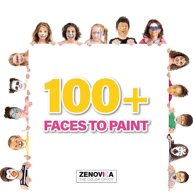 Face Painting Kit for Kids - 28 Colors Professional Face Paint Kit, Non-Toxic and Hypoallergenic, Stencils, Book, Halloween Makeup Kit - Safe and Easy to Use Face Paint Kit for Kids