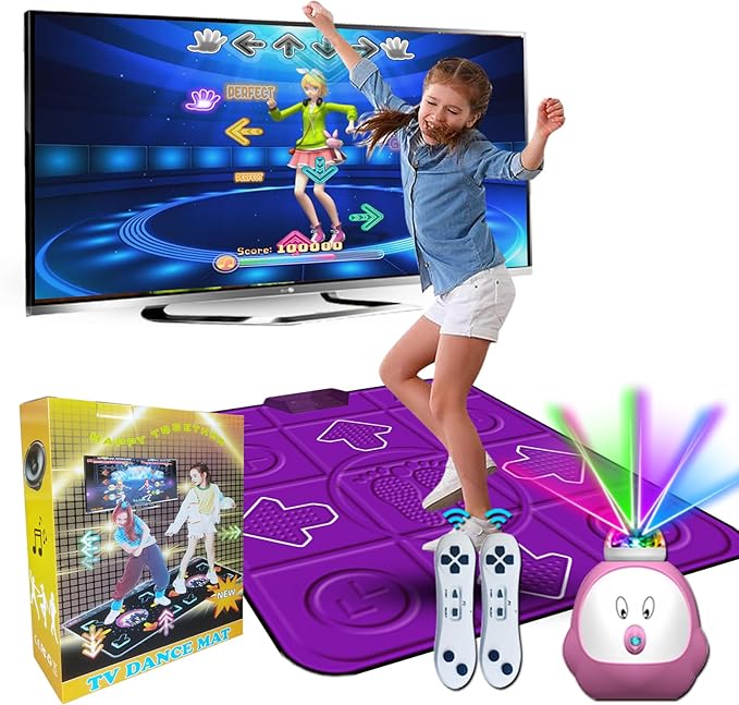 Dance Mat for Kids and Adults, AR Game Dancing Mats for Girls & Boys, Christmas & Birthday Gift, Purple