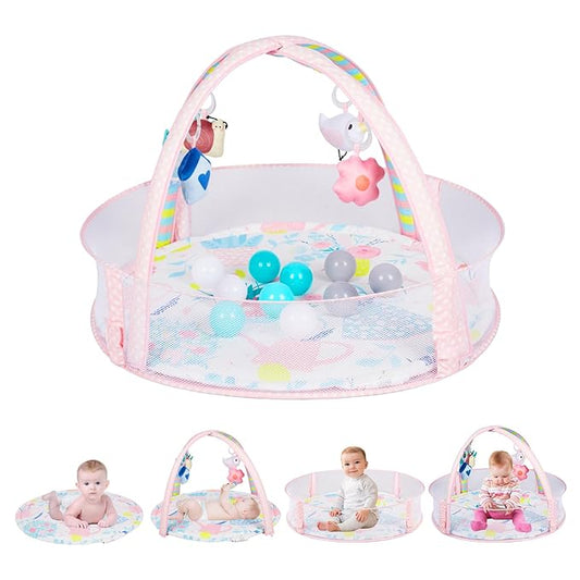 Activity Gym, Baby Play Gym Mat for Toddlers, 0-18 Months Tummy Time Play Mats, Infant Play Gym with Detachable Toys for Sensory Exploration and Motor Skill Development, PM2407