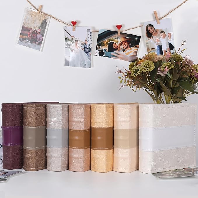 RECUTMS Photo Album 4x6 200 Photos with Writing Space Photo Book,Leather Cover Picture Album with Memo Areas for Wedding Anniversary Family Baby Couple Valentines Graduation Travel (White)