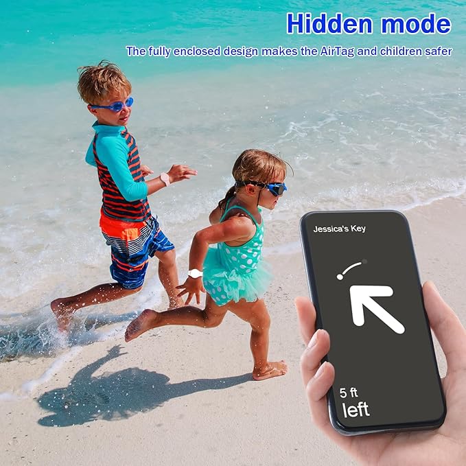 R-fun Waterproof for Air Tag Bracelets [2 Pack] Compatible with Apple Air Tag Finders with Soft Silicone,Anti Lost GPS Item Finders Case Cover,White/Pink