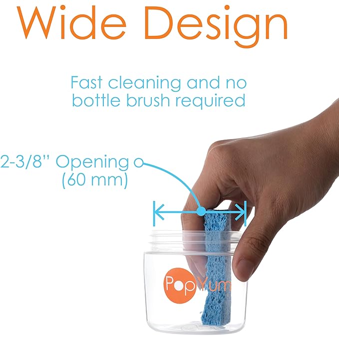 PopYum Orange Formula Making Baby Bottle Starter Set, 4-Pack, 2X 5oz Bottles with #1 Slow Flow Nipples + 2X 9oz Bottles with #2 Medium Flow Nipples