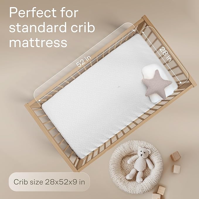 Niagara Crib 2 Pack 100% Waterproof Mattress Protector, Soft Breathable Crib Mattress Protector with Deep Pocket, Mattress Pad for Toddler and Baby (52x28, White, Beige) - Viscose Made from Bamboo