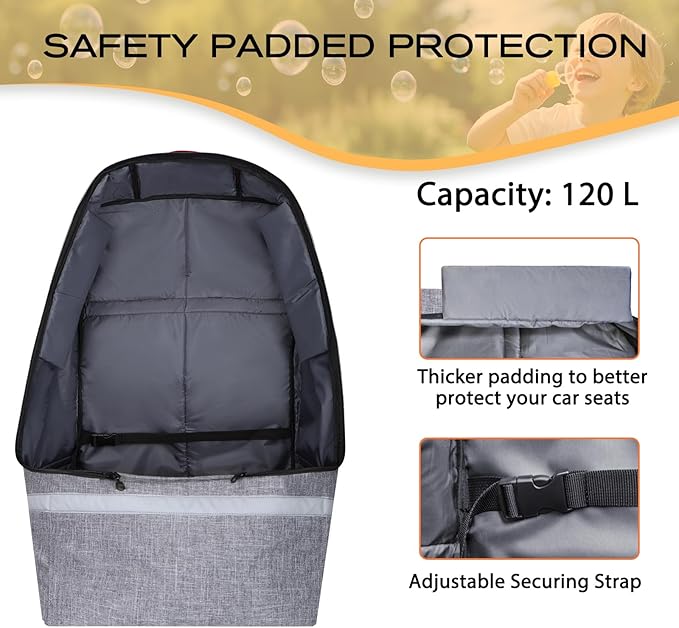 Car Seat Travel Bag for Airplane,Infant Seat Travel Bag with Shoulder Strap,Padded Car Seats Backpack with Reflective Stripes,Large Carseat Carrier Bag Travel Car Seat Cover,Grey