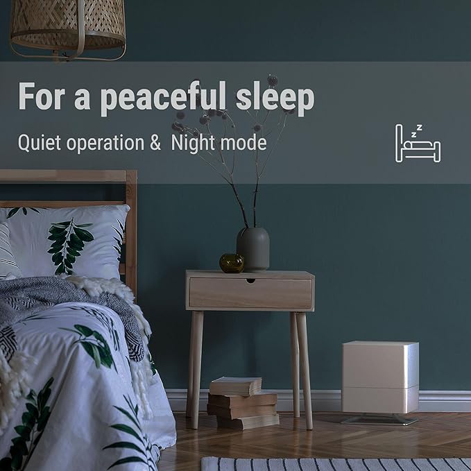 Stadler Form humidifier Oskar, Energy-Saving Humidifier for Rooms up to 540 Square Feet, Evaporator with Automatic Switch-Off, Dimmable LEDs, Very Quiet, White, medium