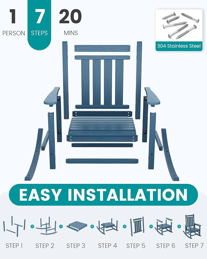 SERWALL Oversized Rocking Chair, Outdoor Rocking Chair - Image 7