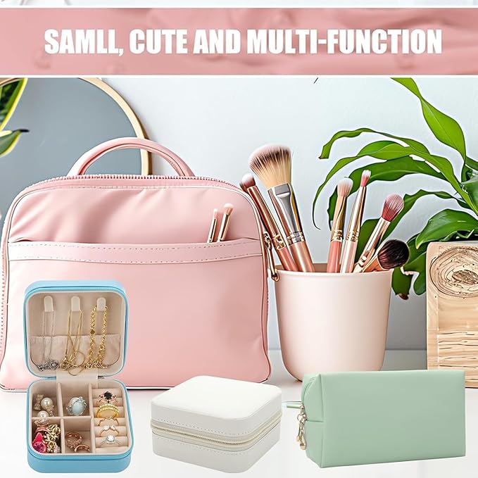 Bridesmaid Proposal Gifts Letter Cosmetic makeup bag bulk for Wedding Party Favors Bachelorette party decorations Toiletry Organizer Bag Makeup Case Gift (6, White&sage green)