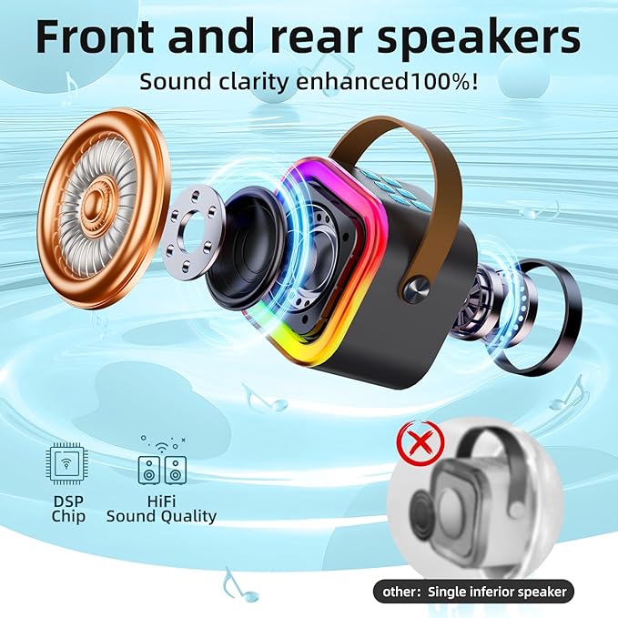 Kinglucky Mini Karaoke Machine for Kids, 2025 TOP Birthday Gifts Ideas for 3-12 Year Old Girls, Christmas Party Gifts Kids' Personal Video Players Accessories with 2 Wireless Microphones-Black & Blue