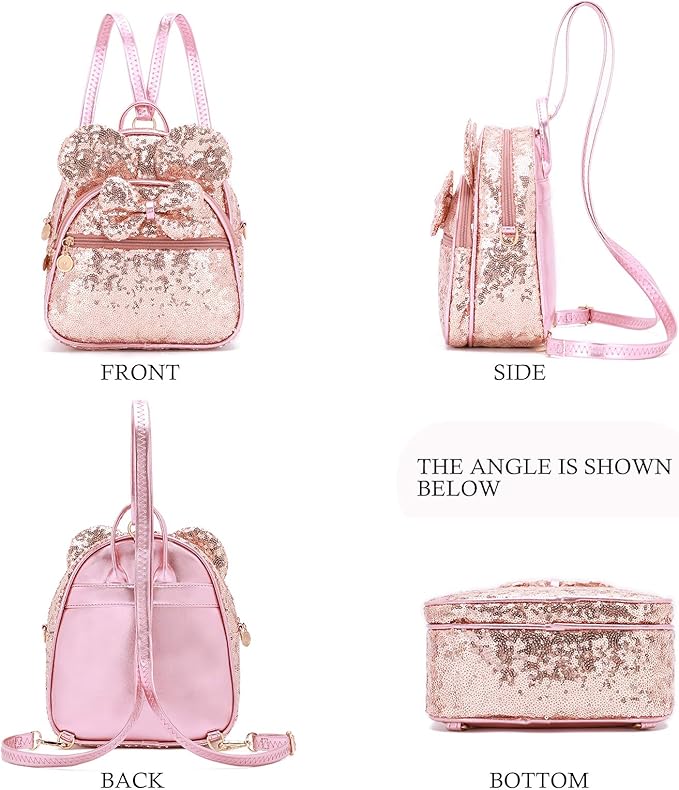 KL928 Girls Bowknot Polka Dot Cute Mini Backpack Small Daypacks Convertible Shoulder Bag Purse for Women