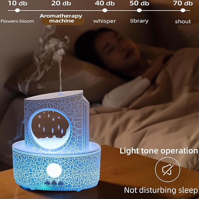 Raindrop Humidifiers for Bedroom,300ML Ultrasonic Small Humidifier, Aromatherapy Essential Oil Vaporizer, Essential Oil Diffuser with Atmosphere Light,Suitable for Bedroom, Hotel,Gym,Yoga Room