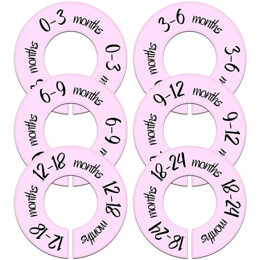 Pro Goleem Baby Closet Dividers Pink Baby Closet Organizer for Nursery Baby Clothes Size Age Dividers Fits 1.5" Rod 6 PCS