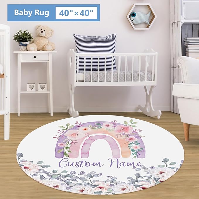 Personalized Baby Bedding Set, 5 Pcs Custom Baby Crib Set with Name, Soft Flannel Rainbow Crib Bedding Set for Girls, Double Layer Nursery Bedding Set, Infant Toddler Bedding Set Parents Gift