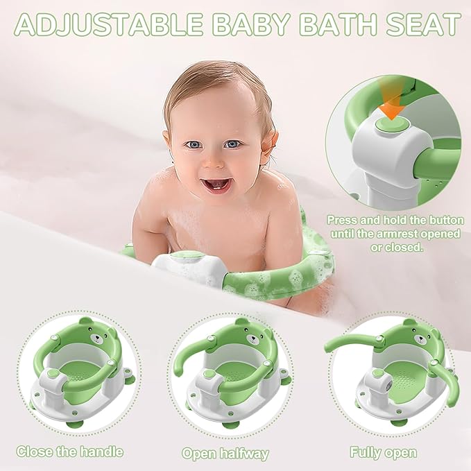Baby Bath Seat for Babies 6 Months & up, Non-Slip Toddler Bath Seats for Babies Sitting Up, Safe Infant & Newborn Bathtub Chair with 4 Suction Cups & Soft Cushion for Shower,Gray
