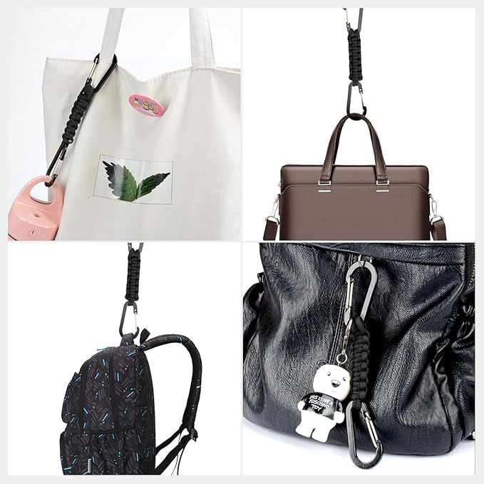 BRAVESHINE Paracord Keychain Carabiner Clip, D Ring Lanyard Hanger Stroller Hook for Water Bottle, Key, Backpacks, Men, Women