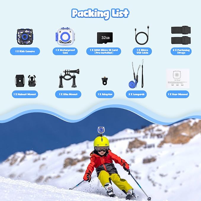 PROGRACE Kids Waterproof Camera for Boy Toys -Waterproof Digital Camera Underwater Video Cameras for Boys Kids Age 3-14 Year Old Birthday Presents with 32GB Card
