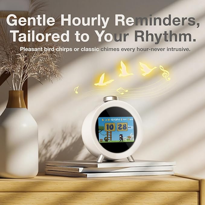 Dekala ChronoSense Alarm Clock for Bedroom Temperature Humidity, 7-Day Programmable 4 Alarms, 100dB Loud Gradual Alarm Clock Heavy Sleeper, IPS Screen Animation, Hourly Chime