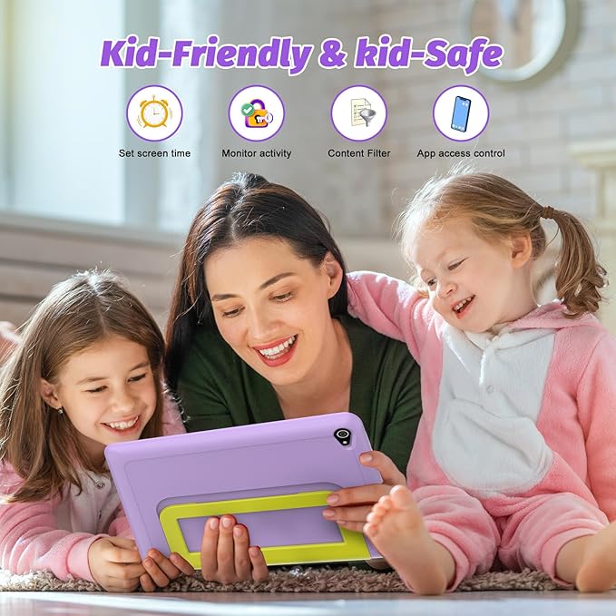Kids Tablet, Android 14 Tablet for Kids 10 inch Octa-Core with Case, 64GB 1TB TF Card Expandable for Toddler Children, Parental Control, Dual Camera, WiFi,Gift