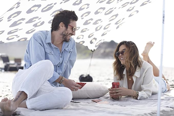 Neso Tents Beach Tent with Sand Anchor, Portable Canopy Sunshade - 7' x 7' - Patented Reinforced Corners (Leopard)