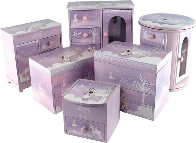 Girl Jewelry Box purple unicorn Tabletop Storage Box Little girl birthday christmas Gift kids jewelry box Organizer