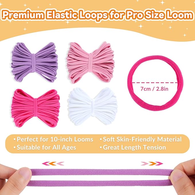 PREBOX 10’’ Potholder Weaving Loom Kit Refill Loops, DIY Crafts Supplies for Kids & Beginners, 112 Colorful Loops to Make 2 Large Pot Holders