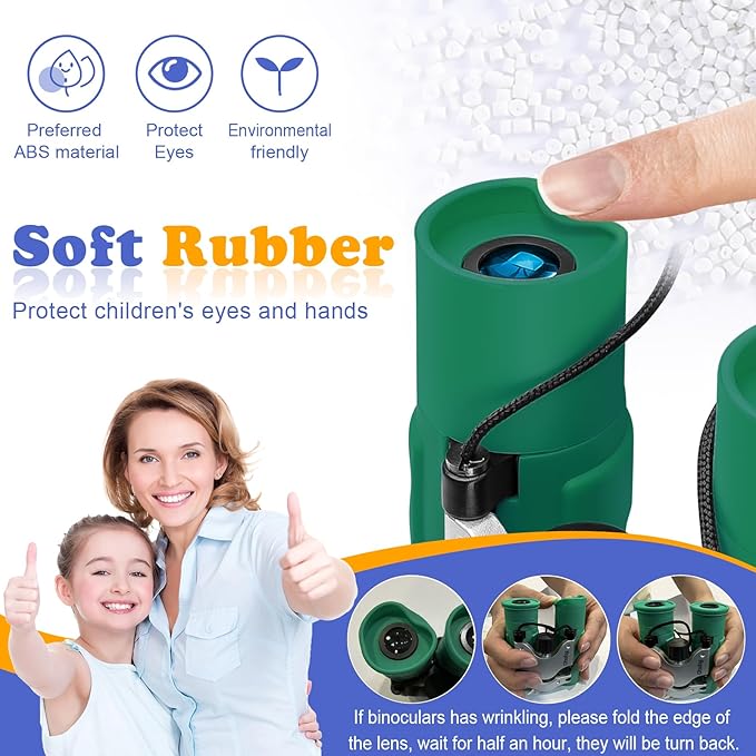Obuby Real Binoculars for Kids Gifts for 3-12 Years Boys Girls 8x21 High-Resolution Optics Compact Toy Binocular for Bird Watching,Travel, Camping