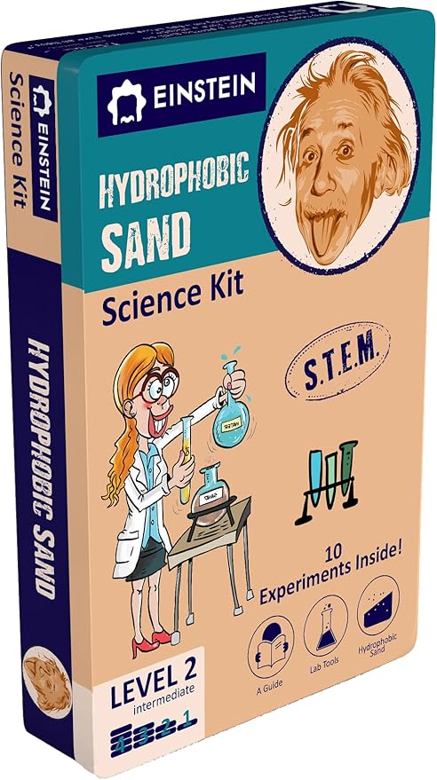Einstein’s “Hydrophobic Sand Kit for Kids. STEM for Boys & Girls Aged 6 and Above. 10 Exciting Experiments Inside. Detailed Picture Guide Included.