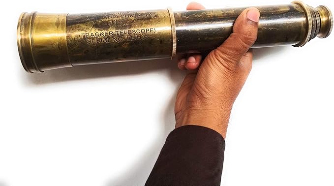 Rare Brass Telescope Spyglass - East India Company 1818 Tracker Vintage Pirate Spyglass Scope Antique 32" Large Handstitched Leather Gift Box (BT-EIC-32)