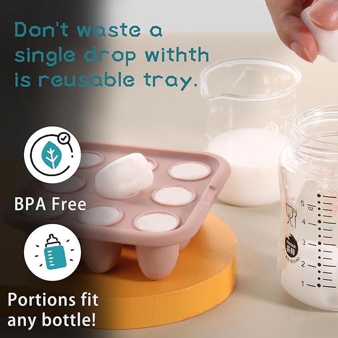 WAJIAYON Baby Food Freezer Tray Silicone Nibble Freezer Tray,Baby Fruit Food Feeder Teether,Breastmilk Popsicle Mold,Babies Breast Milk Teether Pop Maker Maker for Homemade Infant Meals-Pink