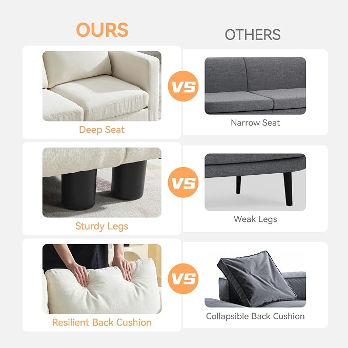 WUTUTUEE 58”Modular Sectional Loveseat Sofa - Image 6