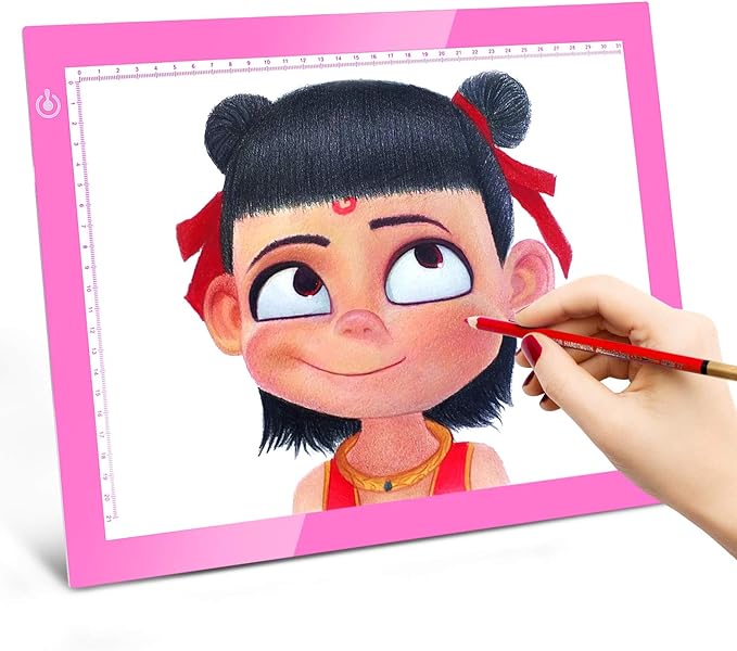 LitEnergy Portable A4 LED Copy Board Light Tracing Box, Pink Ultra-Thin Adjustable USB Power Artcraft LED Trace Light Pad for Tattoo Drawing, Streaming, Sketching, Animation, Stenciling