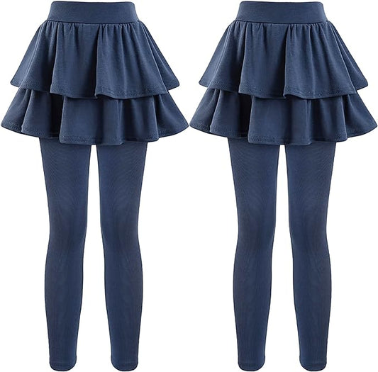 Girls School Uniform Pants Leggings with Skirts Stretch Warm Jegging 4-12 Years
