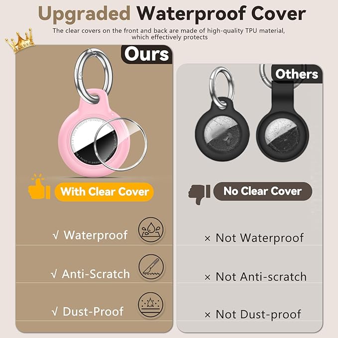 Upgrade Waterproof Airtags Holder with Apple Airtags Keychain, Hard PC Air Tag Case, Anti-Scratch & Shock Air tag Holder,Men's Women's Keyrings & Keychains, for Dog,Car Key,Luggage -Pink