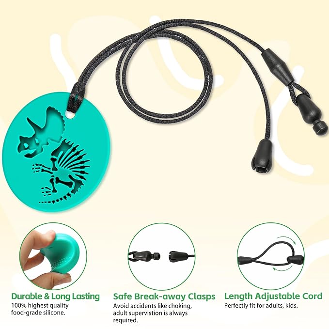 Chew Necklaces for Sensory Kids, Silicone Chewy Necklace for Boys and Girls with Autism, ADHD, SPD, Chewing, Oral Motor Therapy Sensory Toys