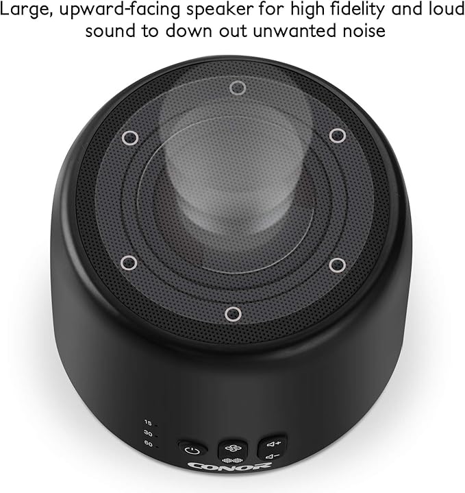 Conor White Noise Machine, Sleep Sound Machine - 24 High Fidelity Soothing Fan & White Noise Sounds, Timer & Memory Feature, Portable Office Privacy or Travel Sleep Therapy for Baby, Kids, Adults