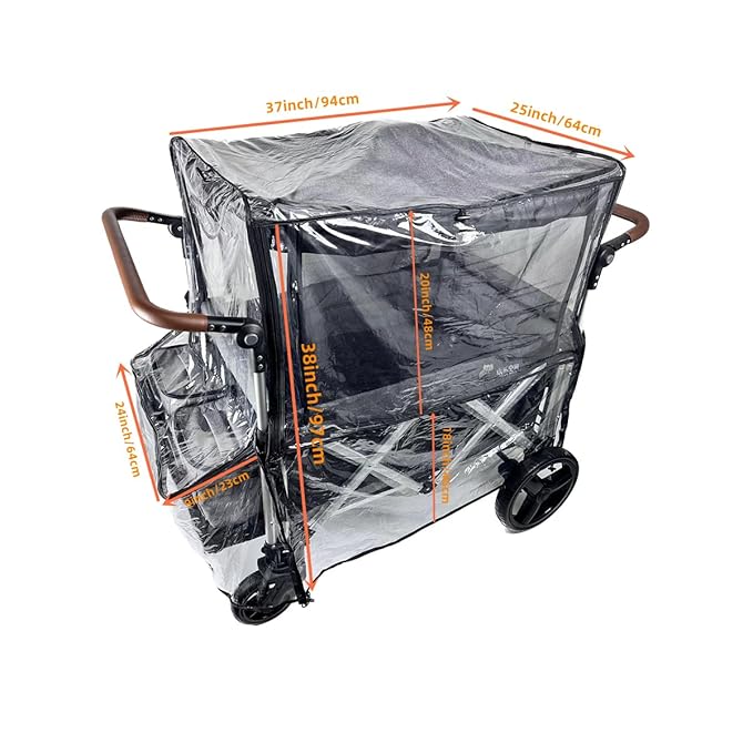 Big Size Rain Cover for Stroller, Mosquito Net for Trolley Cart, 2in1 Big Cover with Window for Picnic Camping Wagon Stroller Waterproof Windproof Accessories (Cart Not Included)