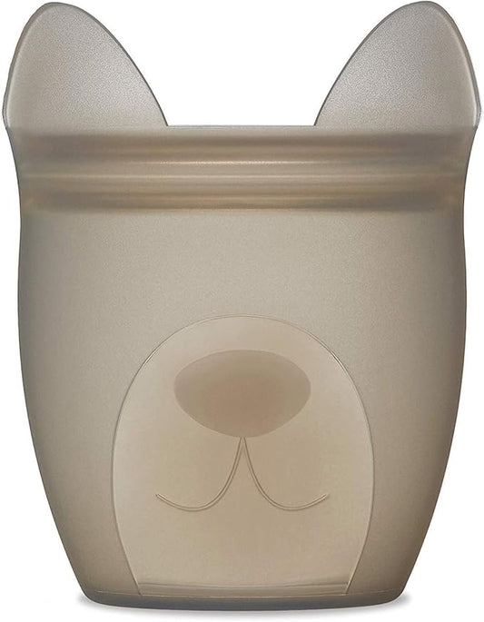 Zip Top Reusable 100% Silicone Baby + Kid Snack Containers- The only containers that stand up, stay open and zip shut! No Lids! Made in the USA - Gray Dog