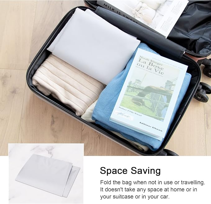 Polecasa Small Heavy Duty Laundry Bag with drawstring closure and Reinforced Handles, Easy to Carry Dirty Clothes Drawstring Bag for Travel, Camp 21”x24”, Silver