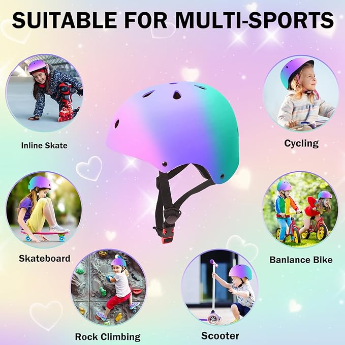 Kids Helmet for 2-3-5-8-14 Ages Girls and Boys, Ventilation and Impact Resistance Toddler Helmet for Multi-Sport Bicycle Scooter Inline Roller Skate and Skateboarding
