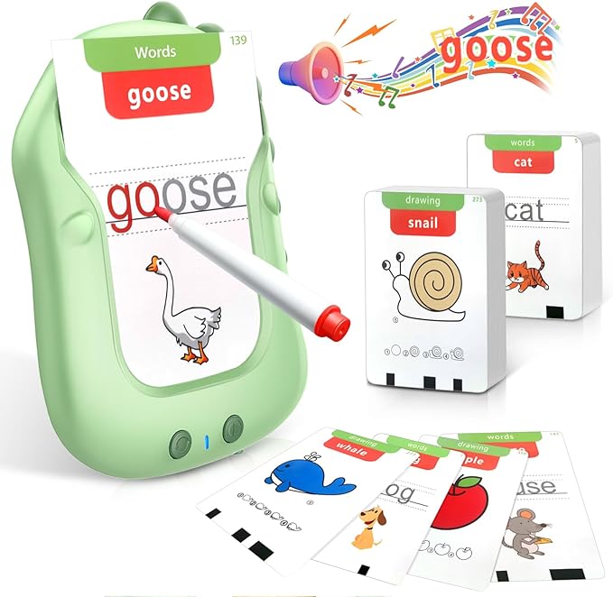 Reusable Writing & Drawing Talking Flash Cards for Toddlers - 168 Phonics Learning Cards with 8 Color Pens, Montessori Sensory Toys for Autism, Speech Therapy, Preschool Education - Gift for Ages 2-6.