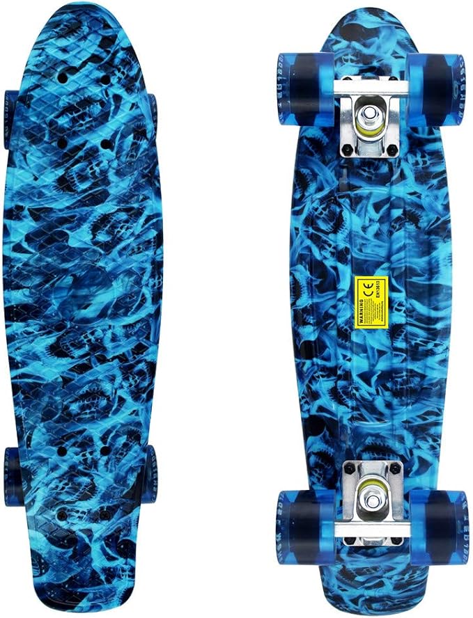 Skateboards Complete 22 Inch Mini Cruiser Retro Skateboard for Kids Boys Youths Beginners