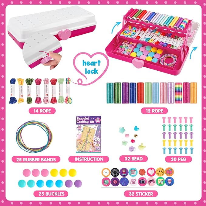 Friendship Bracelet Making Kit with Storage Box,DIY String Bracelet Arts and Craft for Girls Aged 8-12, Birthday Gifts for Ages 6 7 8 9 10 11 12 Year Old -Light Blue