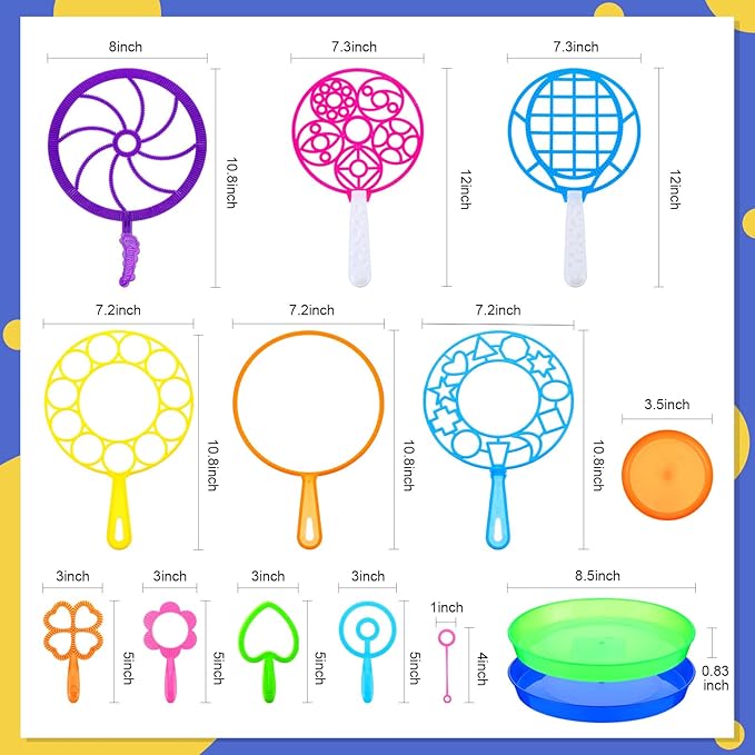 Lenwen 16 Pcs Giant Bubble Wands Kit Big Maker Toy Large Gigantic Bubble Wands with Refill and Tray for Summer School Birthday Outdoor Playtime Fun Activity Party Favors(Classic)