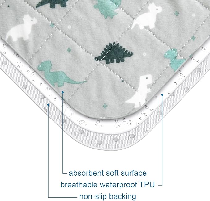 Potty Training Bed Pad - 100% Waterproof, Twin & Toddler Bed Wetting Protection, Reusable, Non Slip, Easy to Change, Washable, Grey