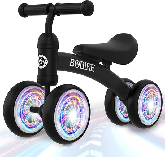 Baby Balance Bike Toys for 12-36 Months Kids Toy Boy and Girls Gifts Toddler Best First Birthday Gift Children Walker No Pedal Infant 4 Wheels Bicycle (Colorful, Black-Light)