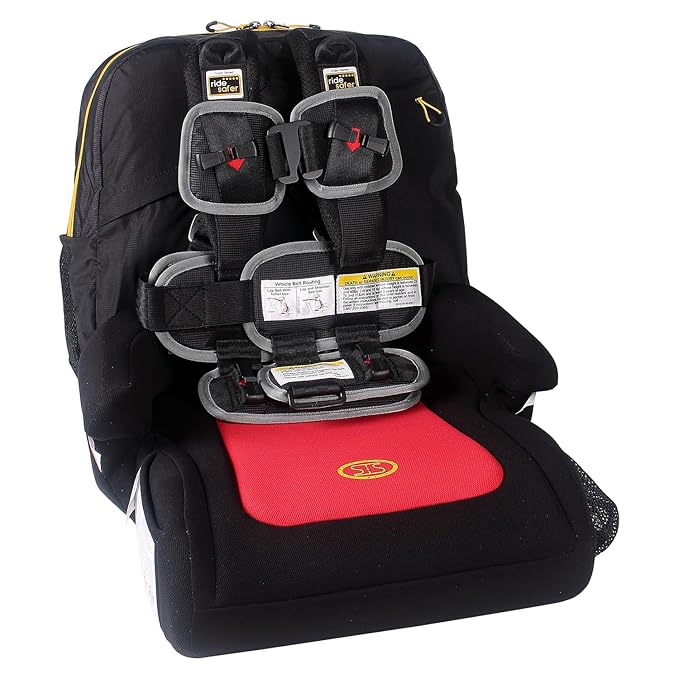 Extra Small Black RideSafer Travel Vest & TravelSmarter Booster Seat Combo, Lightweight, Compact, Portable Car Seat - Perfect for Travel and Everyday Child Safety