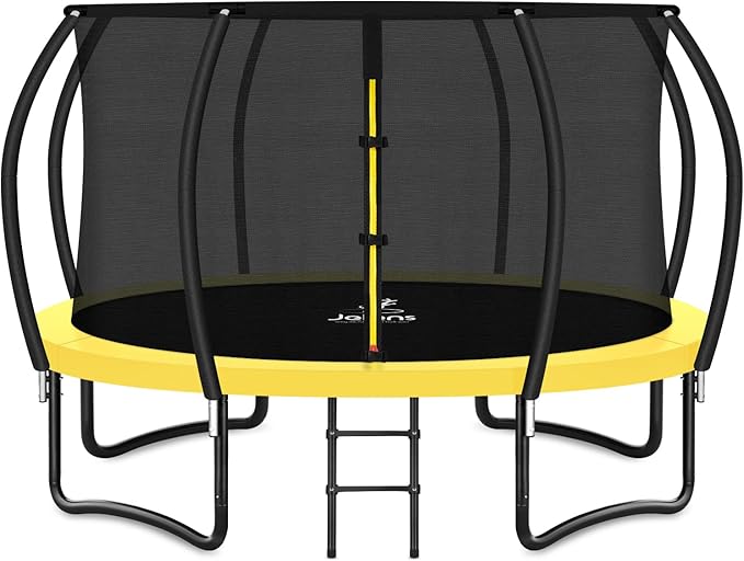 Trampoline 8FT 10FT 12FT 14FT 16FT, Recreational Trampolines with Enclosure Net and Ladder, Outdoor Anti-Rust Trampolines for Kids and Adults, ASTM Approved