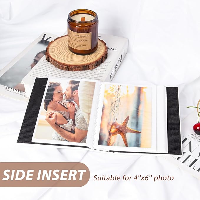 RECUTMS Photo Album for 4x6, Mini Album with 52 Pockets, Leather Cover Picture Book with Front Window, 52 Vertical Photos for Baby Wedding Anniversary Vacation Traveling (Red)