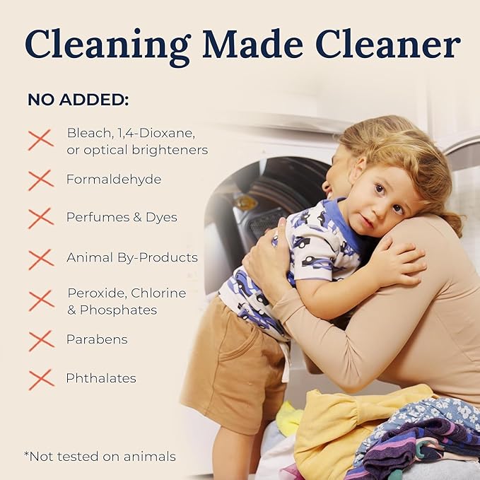 Miss Mouth's Messy Eater Laundry Detergent Sheets - Laundry Detergent, Hypoallergenic, Sensitive Skin Safe, Pediatrician and Dermatologist Tested, Fragrance Free, Travel Friendly, 120 loads