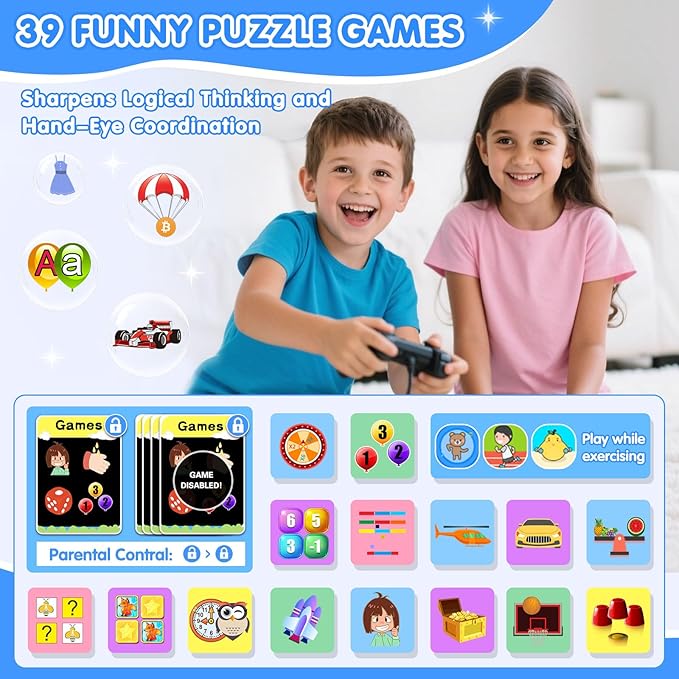 Smart Watch for Kids with 39 Games Touchscreen Camera Video, Music Player, Pedometer, Calculator, Calendar, Stopwatch, Flashlight, Alarm Clock 12/24 hr, Birthday Gifts Toys for Boys Ages 3-12